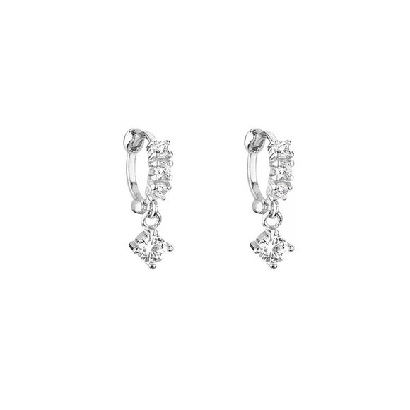 14k Gold 6mm Helix and Cartilage Diamonds Hoops Sterling Silver - Picture 2 of 8